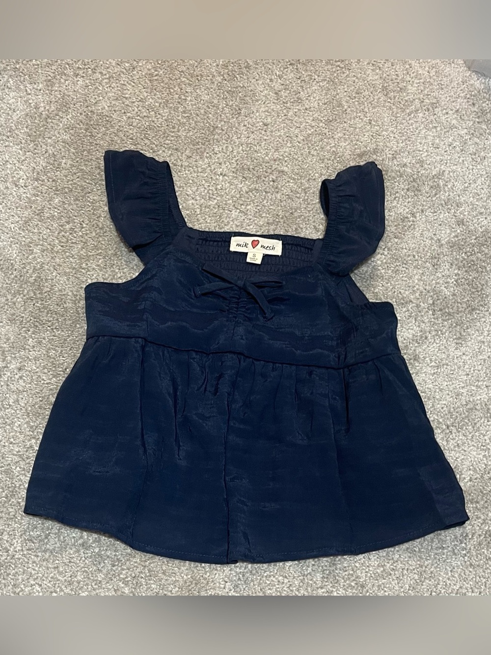 Navy Girls Ruffle-Sleeve Tank Top